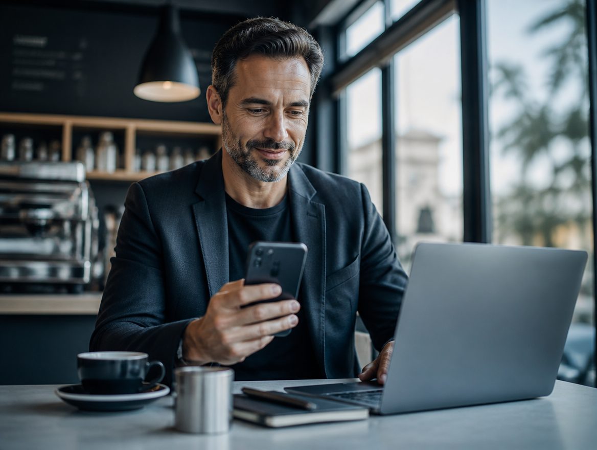 Business owner checking a same-day deposit on their phone