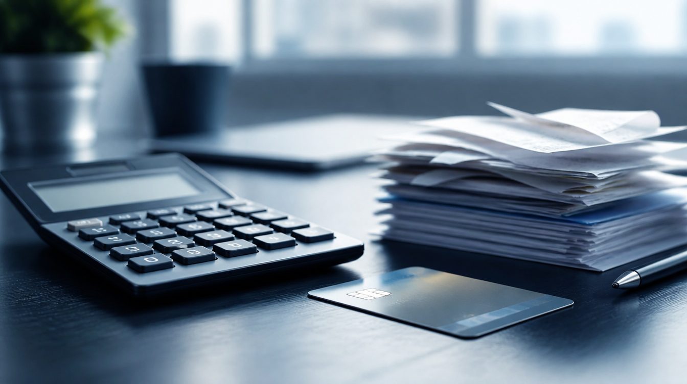 Calculator and receipts on a desk